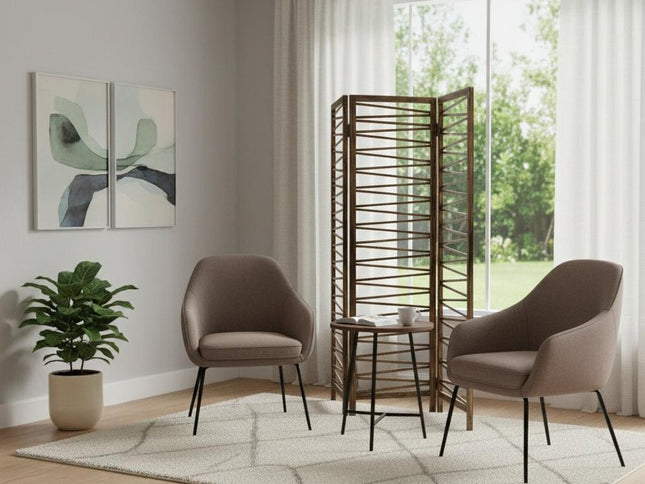 Rustic Geo Design Wood Three Panel Room Divider Screen