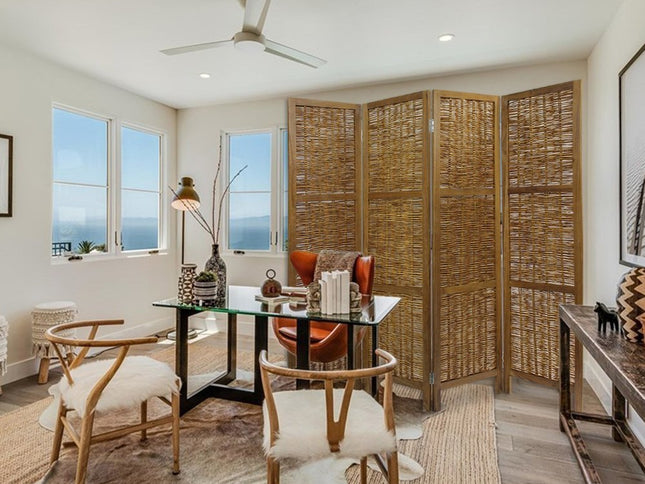 Brown Willow Four Panel Room Divider Screen