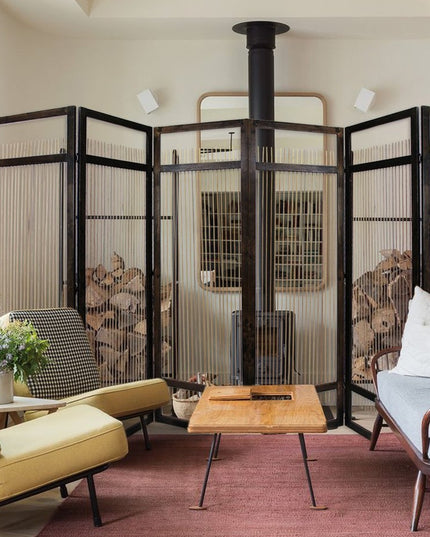 72" Brown Folding Three Panel Screen Room Divider