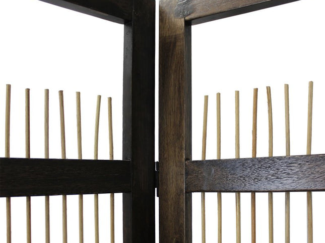 Light and Dark Rattan Three Panel Room Divider Screen