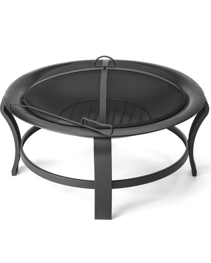 Black Steel Round Wood Burning Fire Pit