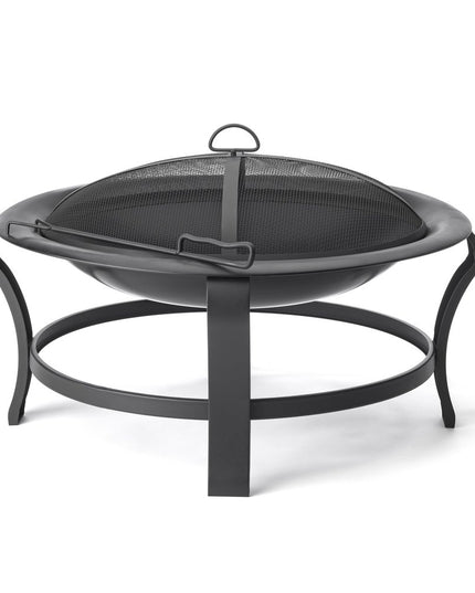 Black Steel Round Wood Burning Fire Pit