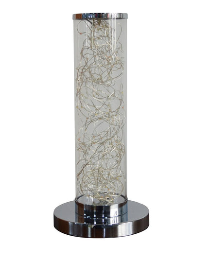 13" Silver Metal Column LED Table Lamp