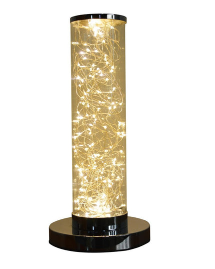 13" Silver Metal Column LED Table Lamp