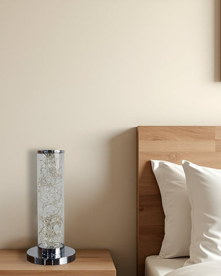 13" Silver Metal Column LED Table Lamp