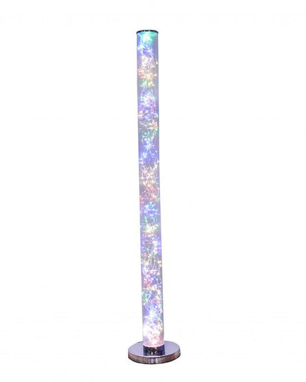 49" Silver LED Column Floor Lamp With Clear Acrylic Drum Shade