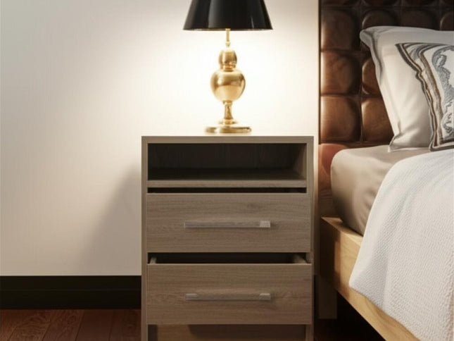 20" Wood Two Drawer Nightstand