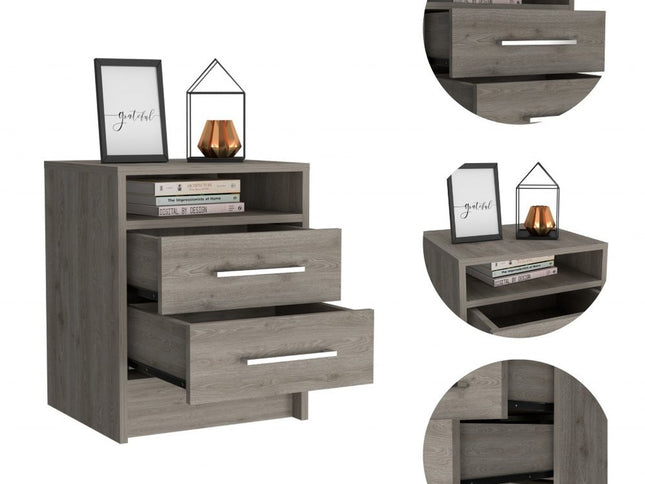 20" Wood Two Drawer Nightstand