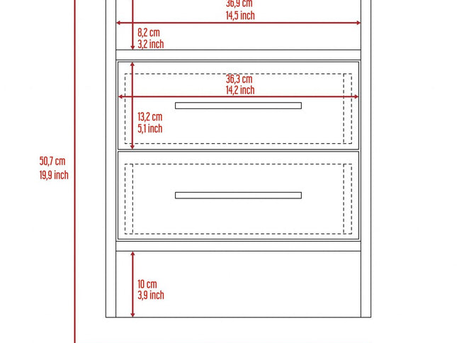 20" Wood Two Drawer Nightstand