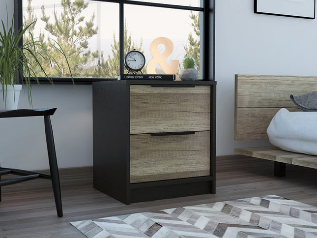 19" Wood Two Drawer Nightstand