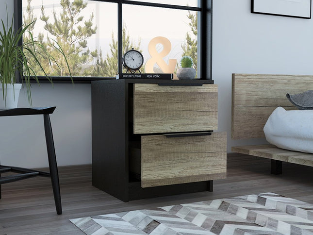 19" Wood Two Drawer Nightstand