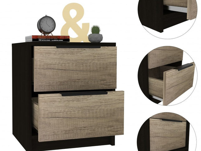 19" Wood Two Drawer Nightstand