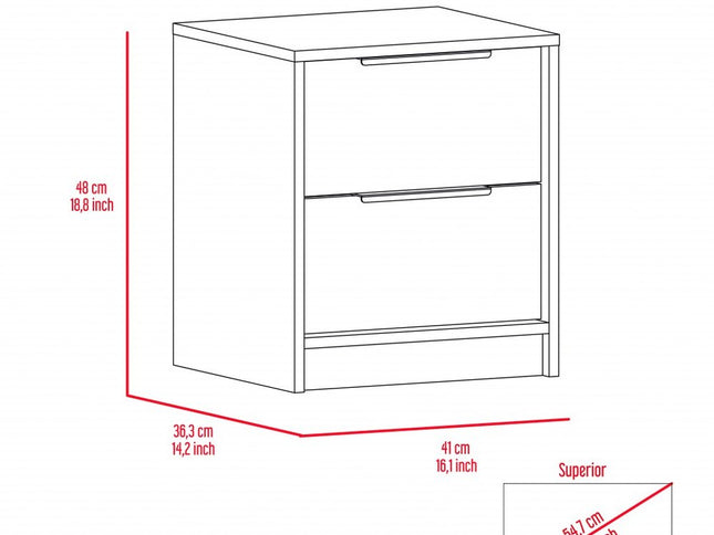 19" Wood Two Drawer Nightstand