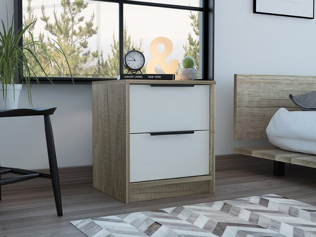 19" Wood Two Drawer Nightstand