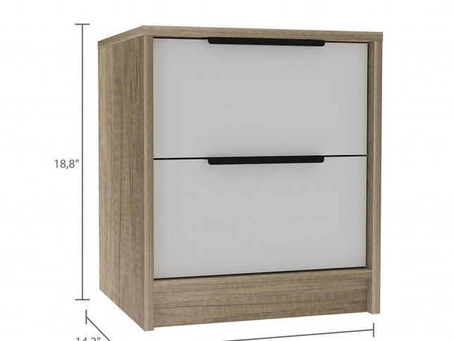 19" Wood Two Drawer Nightstand