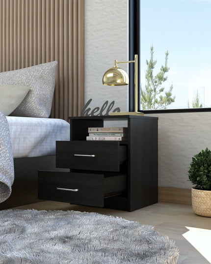 20" Wood Two Drawer Nightstand