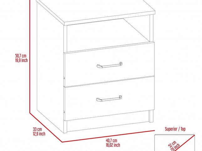 20" Wood Two Drawer Nightstand