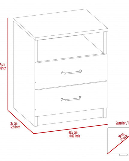 20" Wood Two Drawer Nightstand
