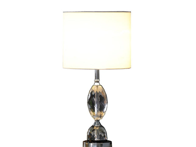 24" Silver Crystal Standard Table Lamp With White Shade