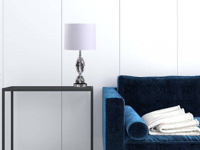 24" Silver Crystal Standard Table Lamp With White Shade