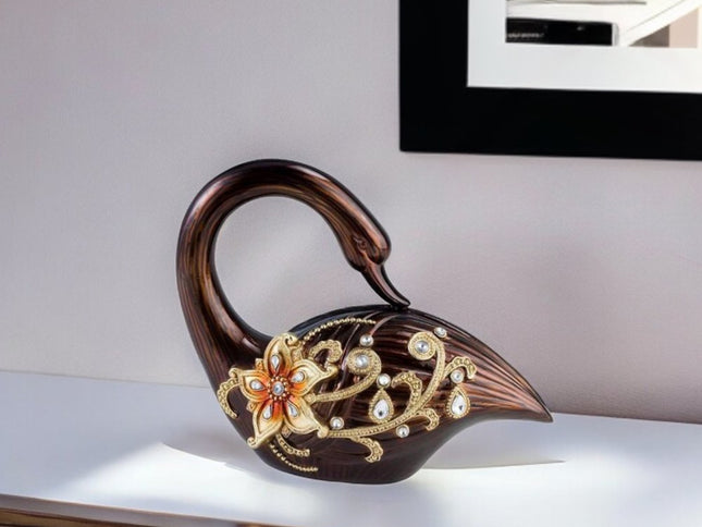 10" Bronze And Gold Polyresin Dove Statue Sculpture