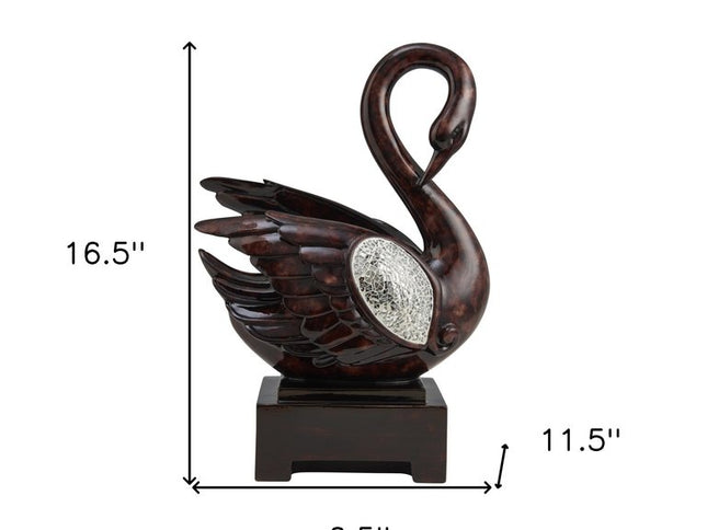 17" Marbleized Cherry Brown Dove Figurine Sculpture