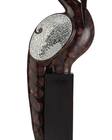 27" Marbleized Cherry Brown Polyresin Crane Figurine Sculpture
