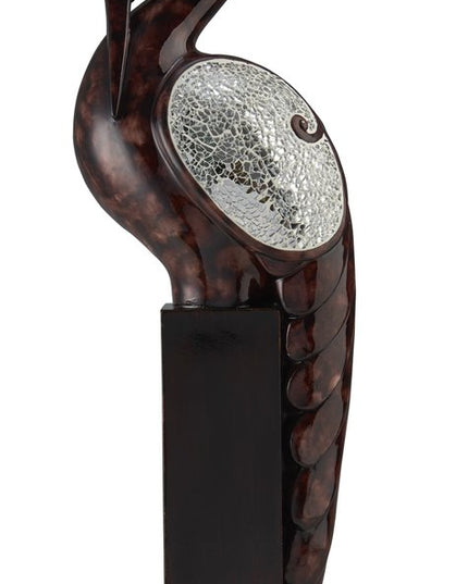 27" Marbleized Cherry Brown Polyresin Crane Figurine Sculpture
