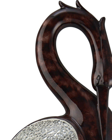 27" Marbleized Cherry Brown Polyresin Crane Figurine Sculpture