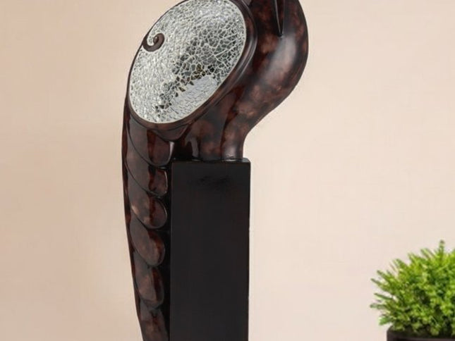 27" Marbleized Cherry Brown Polyresin Crane Figurine Sculpture