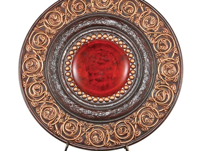 21" Red And Brown Round Polyresin Decorative Plaque