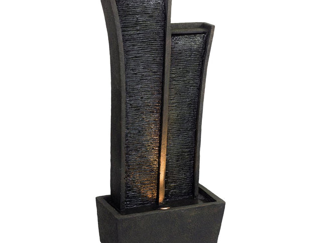 41" Grey Polyresin Tower Indoor Outdoor Tabletop Fountain