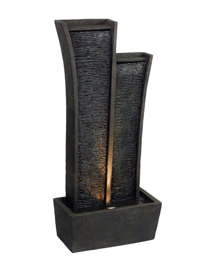 41" Grey Polyresin Tower Indoor Outdoor Tabletop Fountain