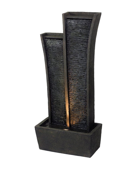 41" Grey Polyresin Tower Indoor Outdoor Tabletop Fountain