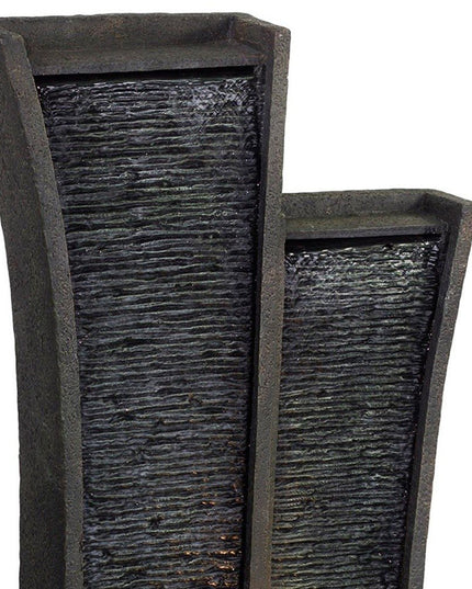 41" Grey Polyresin Tower Indoor Outdoor Tabletop Fountain