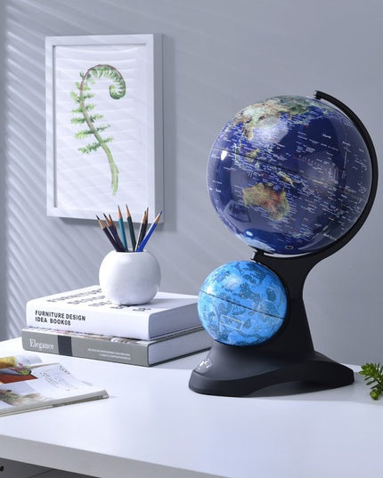 18" Blue Black And Navy Polyresin Dual Globe