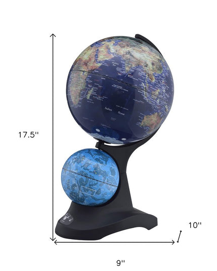 18" Blue Black And Navy Polyresin Dual Globe