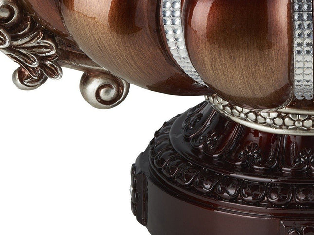 9" Reddish Bronze And Silver Polyresin Decorative Bowl With Orbs