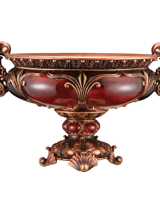 10" Brown And Gold Polyresin Decorative Bowl