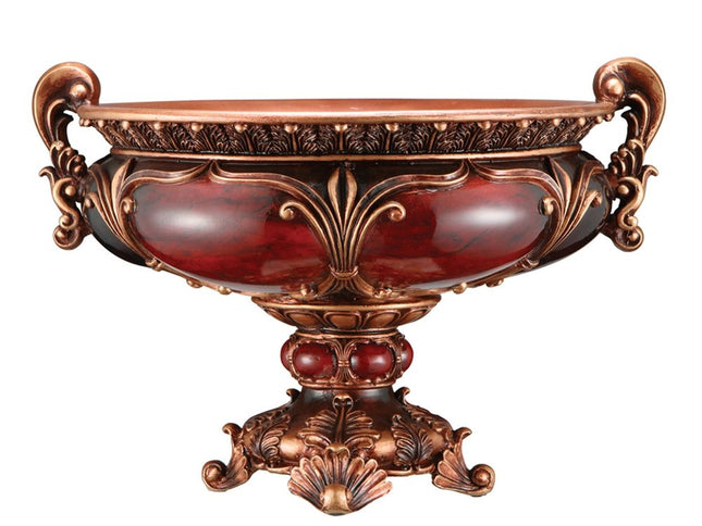 10" Brown And Gold Polyresin Decorative Bowl