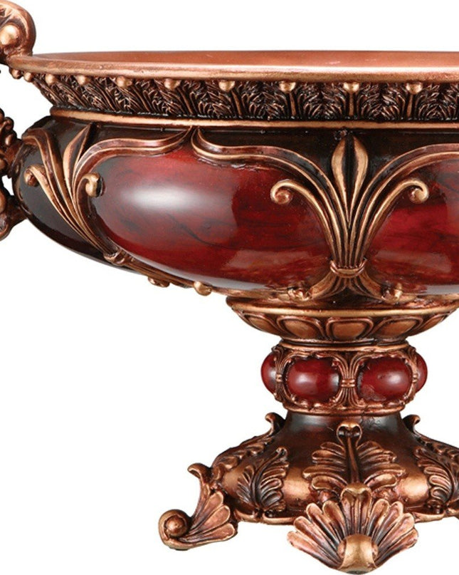 10" Brown And Gold Polyresin Decorative Bowl