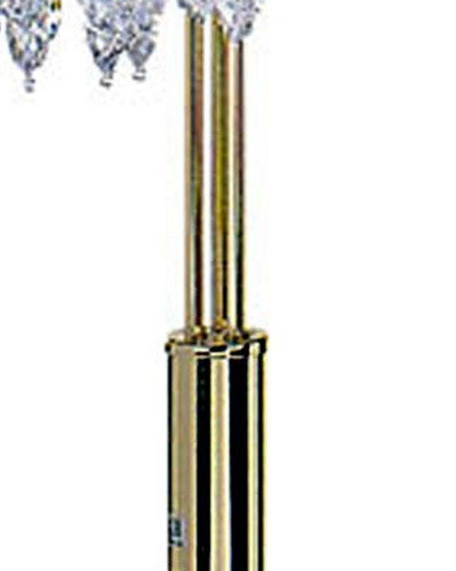 63" Gold Three Lights Candelabra Floor Lamp With Clear Faux Crystal Shades