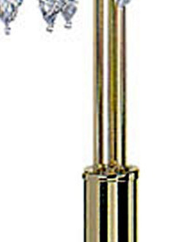 63" Gold Three Lights Candelabra Floor Lamp With Clear Faux Crystal Shades