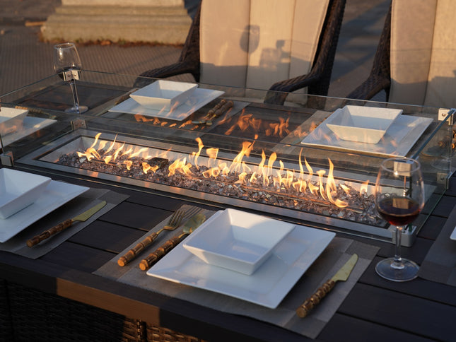 Brown Wicker Outdoor Patio Gas Fire Pit Table