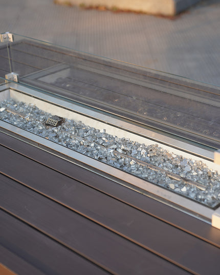 Brown Wicker Outdoor Patio Gas Fire Pit Table