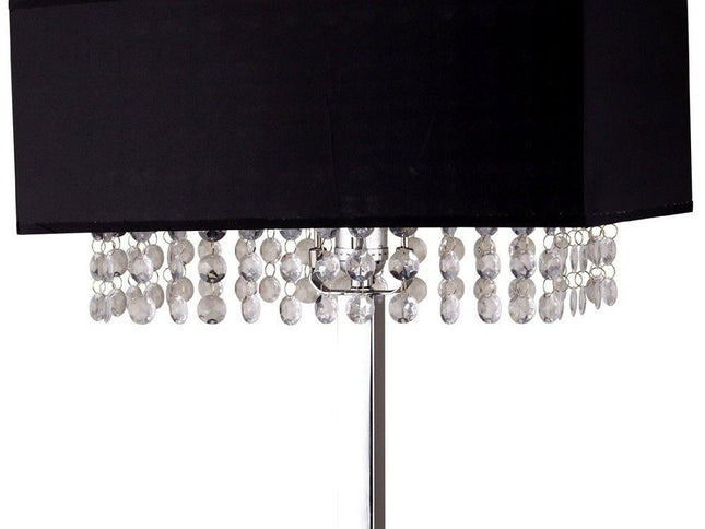 Bling Glam Black and Faux Crystal Rectangular Table Lamp