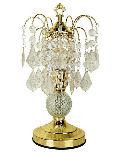 15" Gold And Faux Crystals Chandelier Style Table Lamp