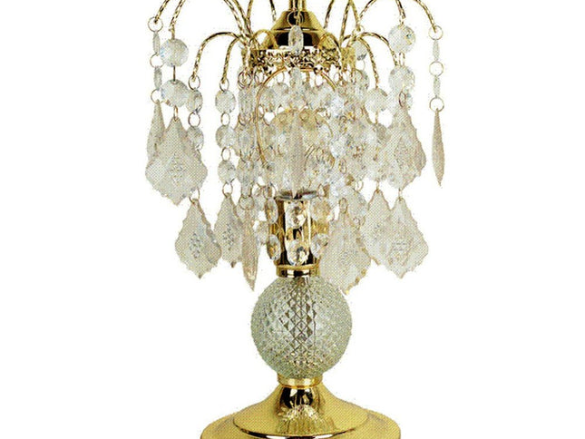 15" Gold And Faux Crystals Chandelier Style Table Lamp