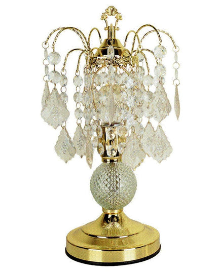 15" Gold And Faux Crystals Chandelier Style Table Lamp