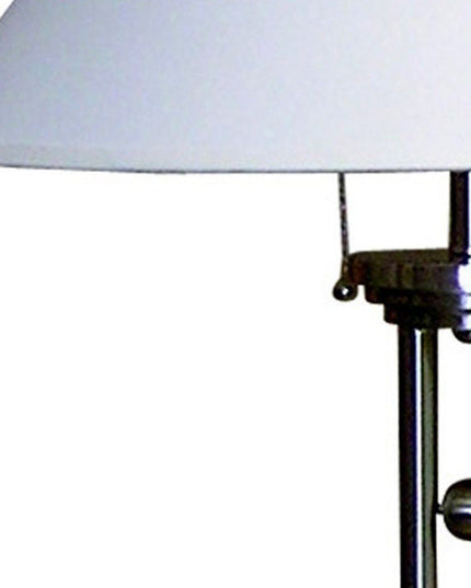 27" Silver Metal Two Light Table Lamp With White Classic Empire Shade